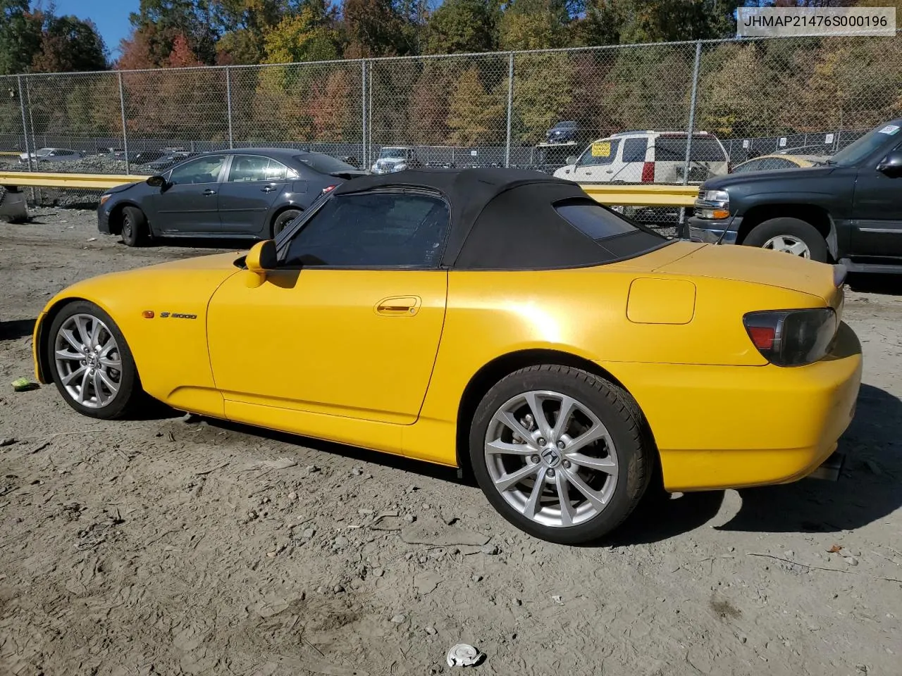 2006 Honda S2000 VIN: JHMAP21476S000196 Lot: 77432544