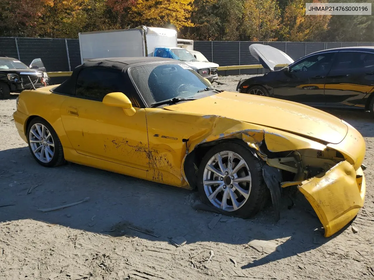 2006 Honda S2000 VIN: JHMAP21476S000196 Lot: 77432544