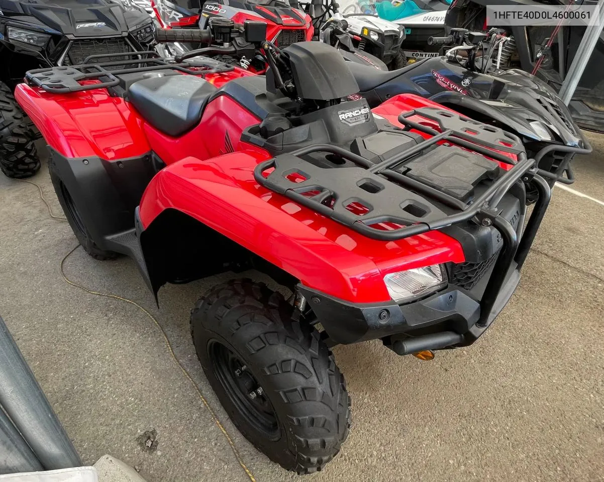 2020 Honda Rancher VIN: 1HFTE40D0L4600061 Lot: 78333894