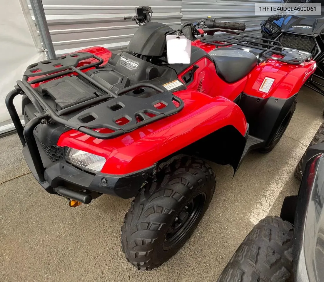 2020 Honda Rancher VIN: 1HFTE40D0L4600061 Lot: 78333894