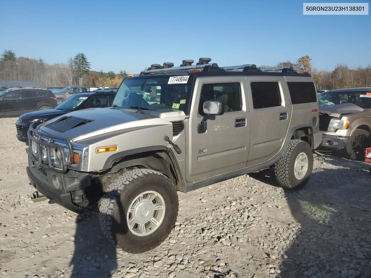 2003 Hummer H2 VIN: 5GRGN23U23H138301 Lot: 77449044