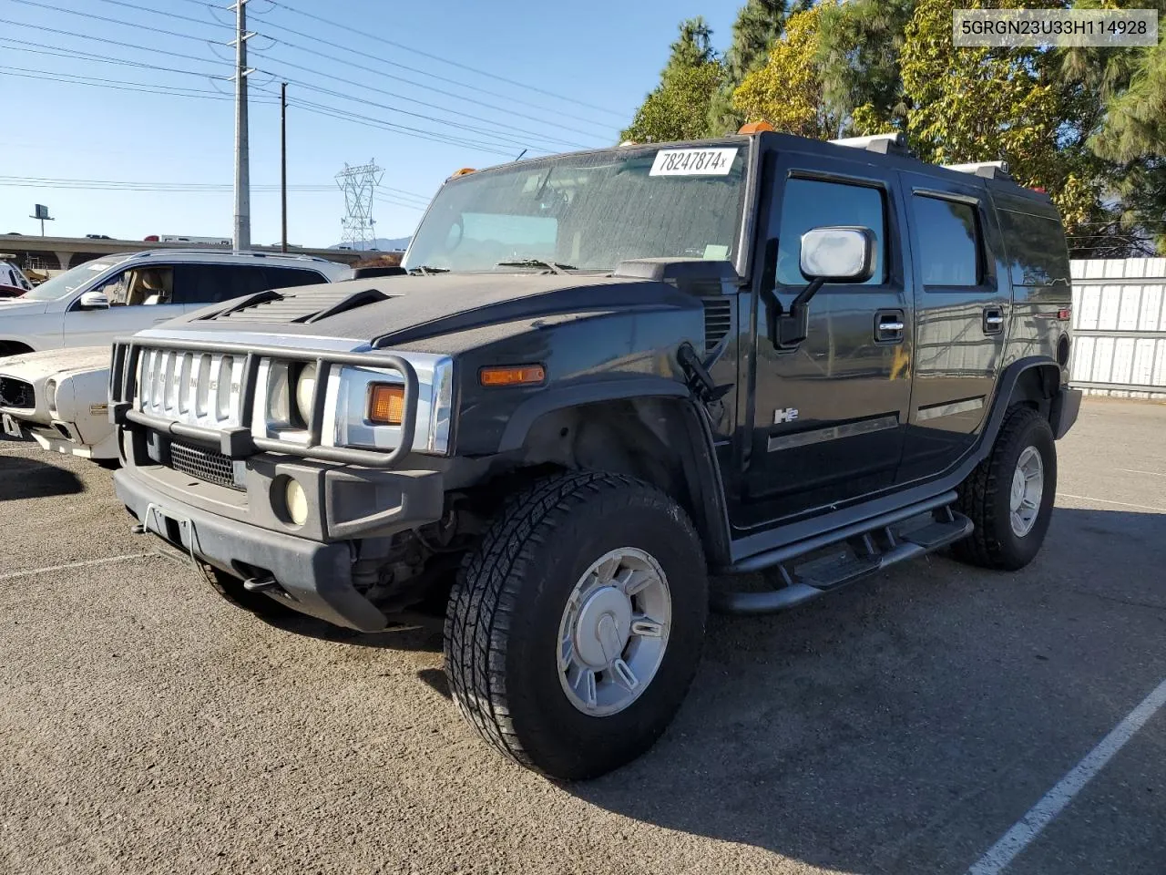 2003 Hummer H2 VIN: 5GRGN23U33H114928 Lot: 78247874