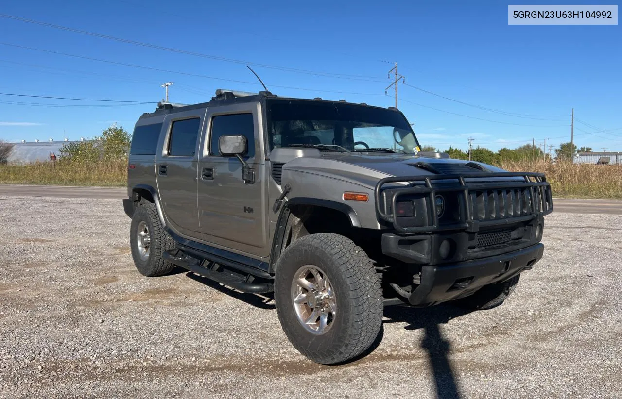 2003 Hummer H2 VIN: 5GRGN23U63H104992 Lot: 79843444