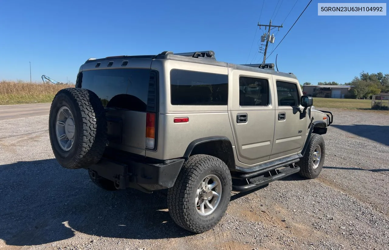 2003 Hummer H2 VIN: 5GRGN23U63H104992 Lot: 79843444