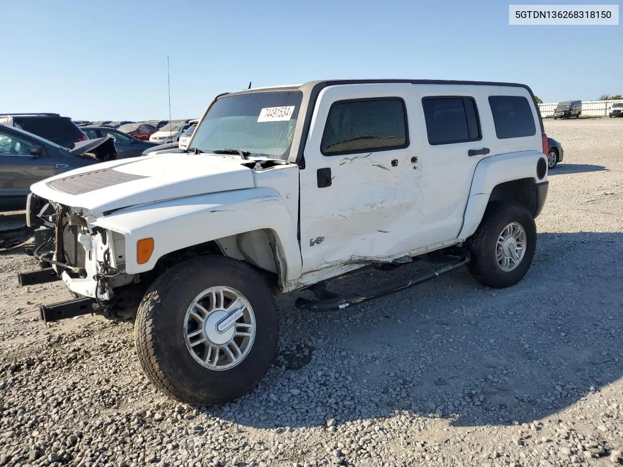 2006 Hummer H3 VIN: 5GTDN136268318150 Lot: 74491534