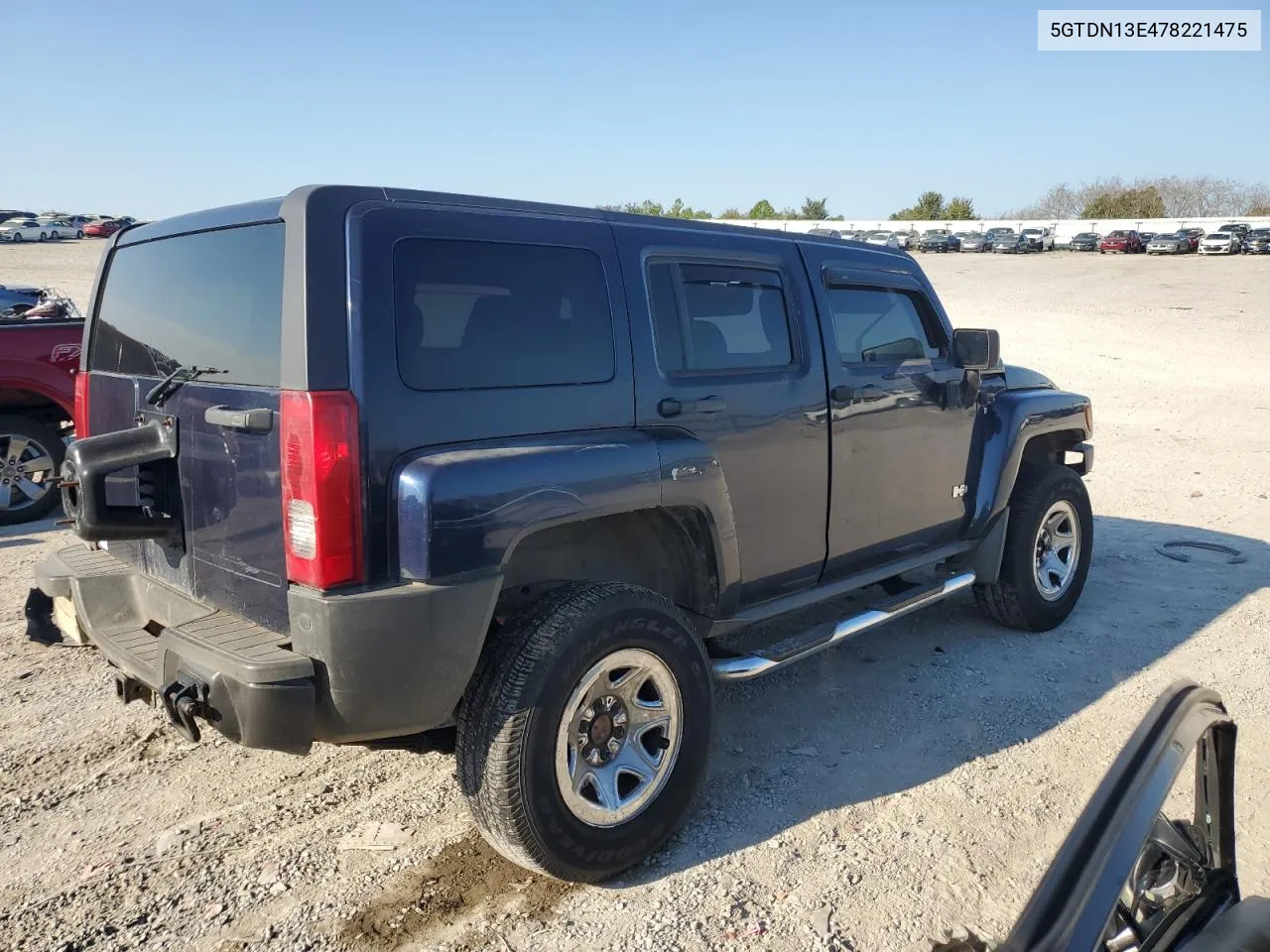 2007 Hummer H3 VIN: 5GTDN13E478221475 Lot: 70011964