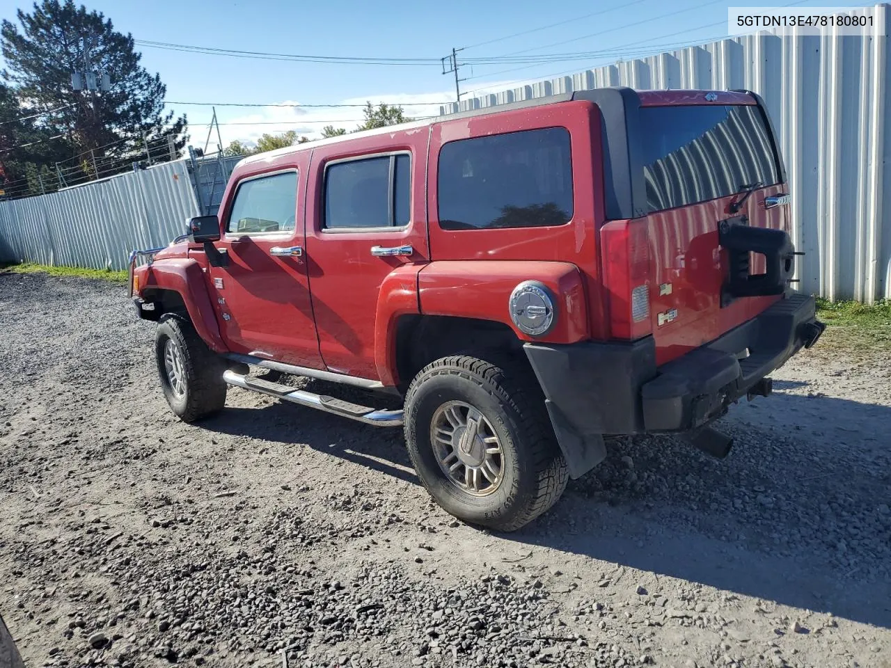 2007 Hummer H3 VIN: 5GTDN13E478180801 Lot: 74227314