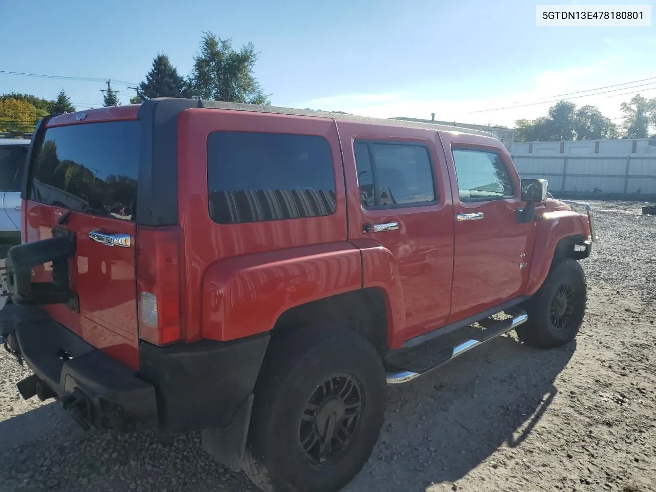 2007 Hummer H3 VIN: 5GTDN13E478180801 Lot: 74227314