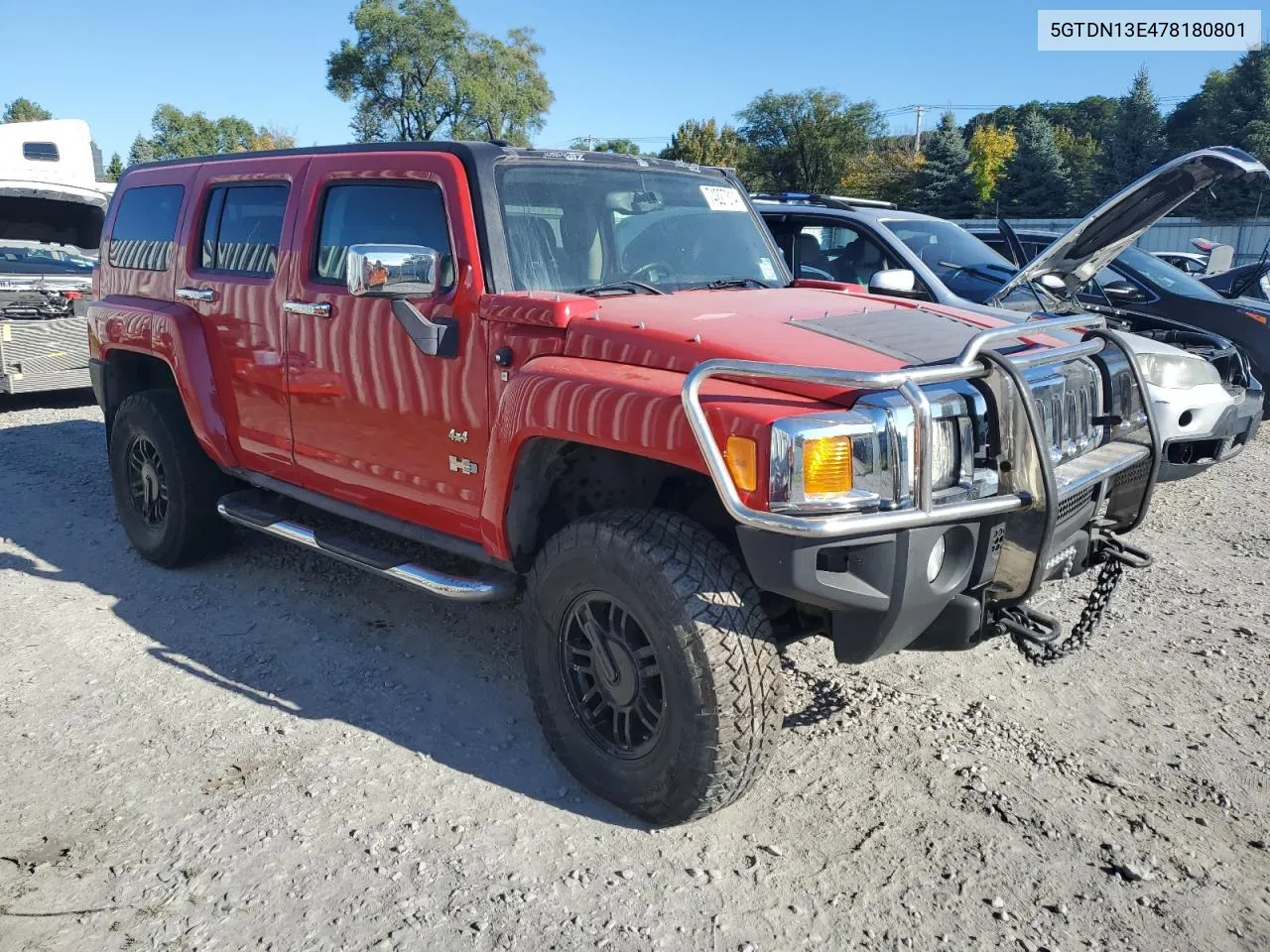 2007 Hummer H3 VIN: 5GTDN13E478180801 Lot: 74227314