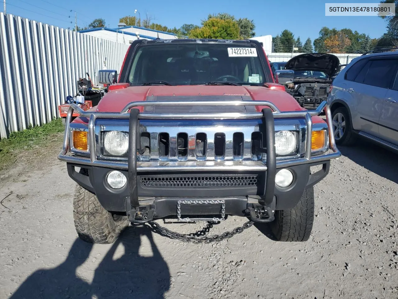 2007 Hummer H3 VIN: 5GTDN13E478180801 Lot: 74227314