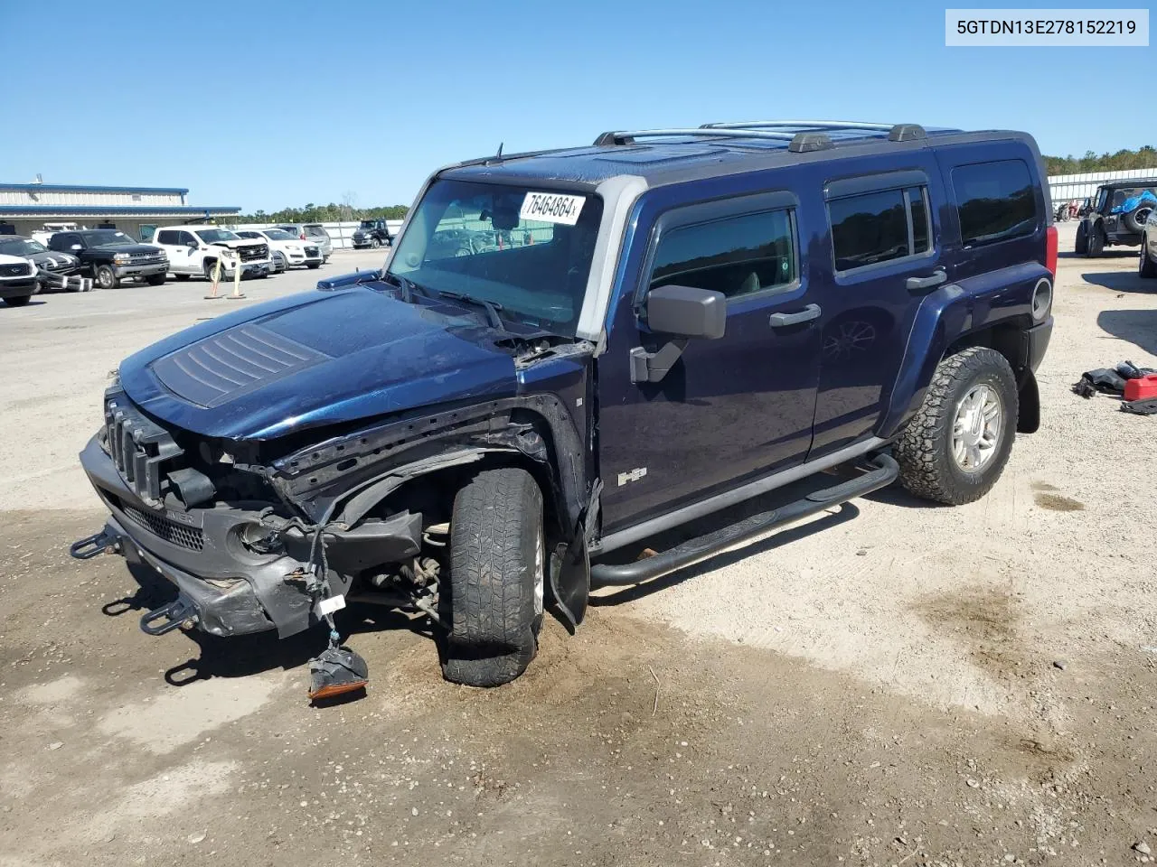 2007 Hummer H3 VIN: 5GTDN13E278152219 Lot: 76464864