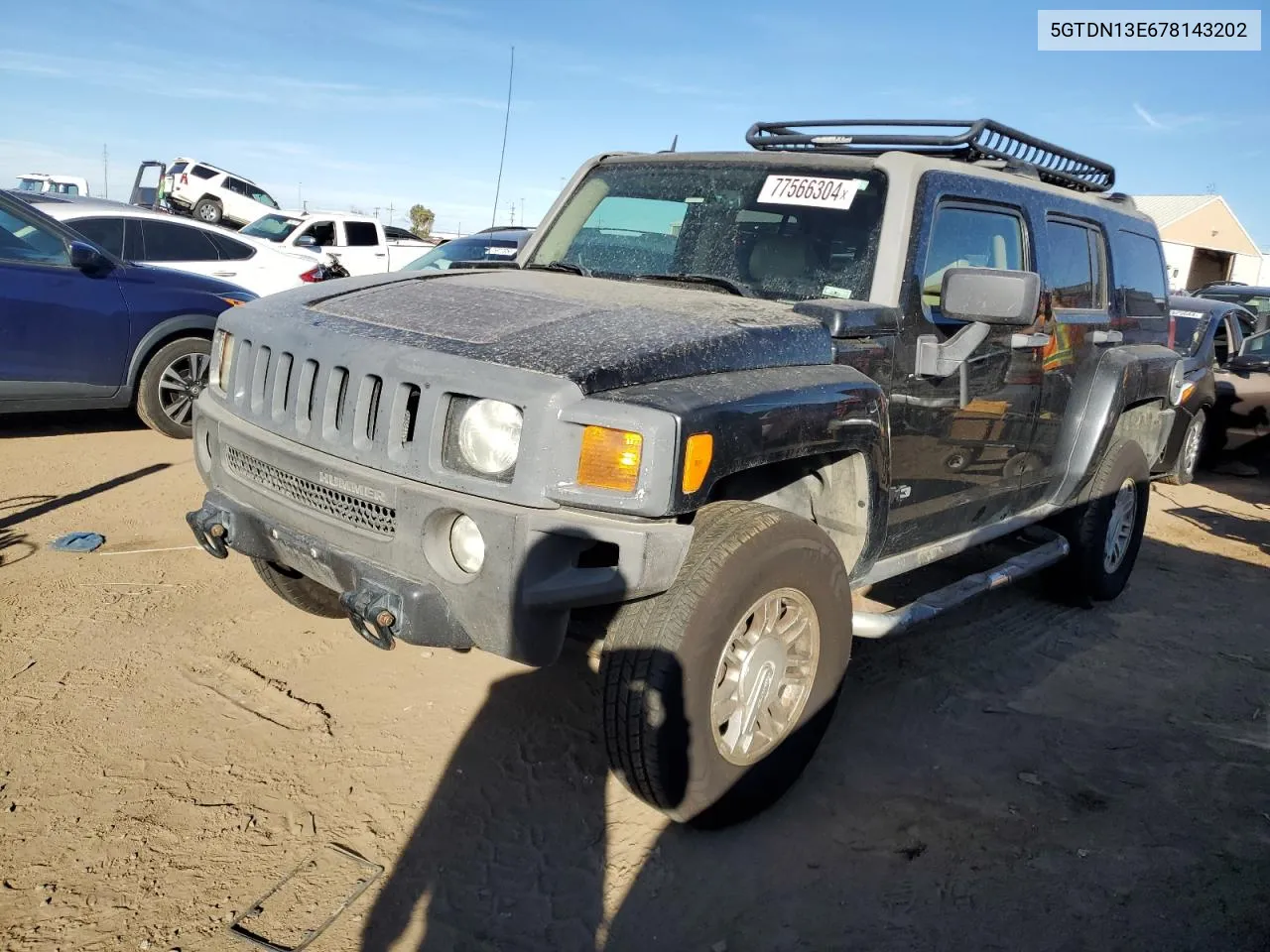 2007 Hummer H3 VIN: 5GTDN13E678143202 Lot: 77566304