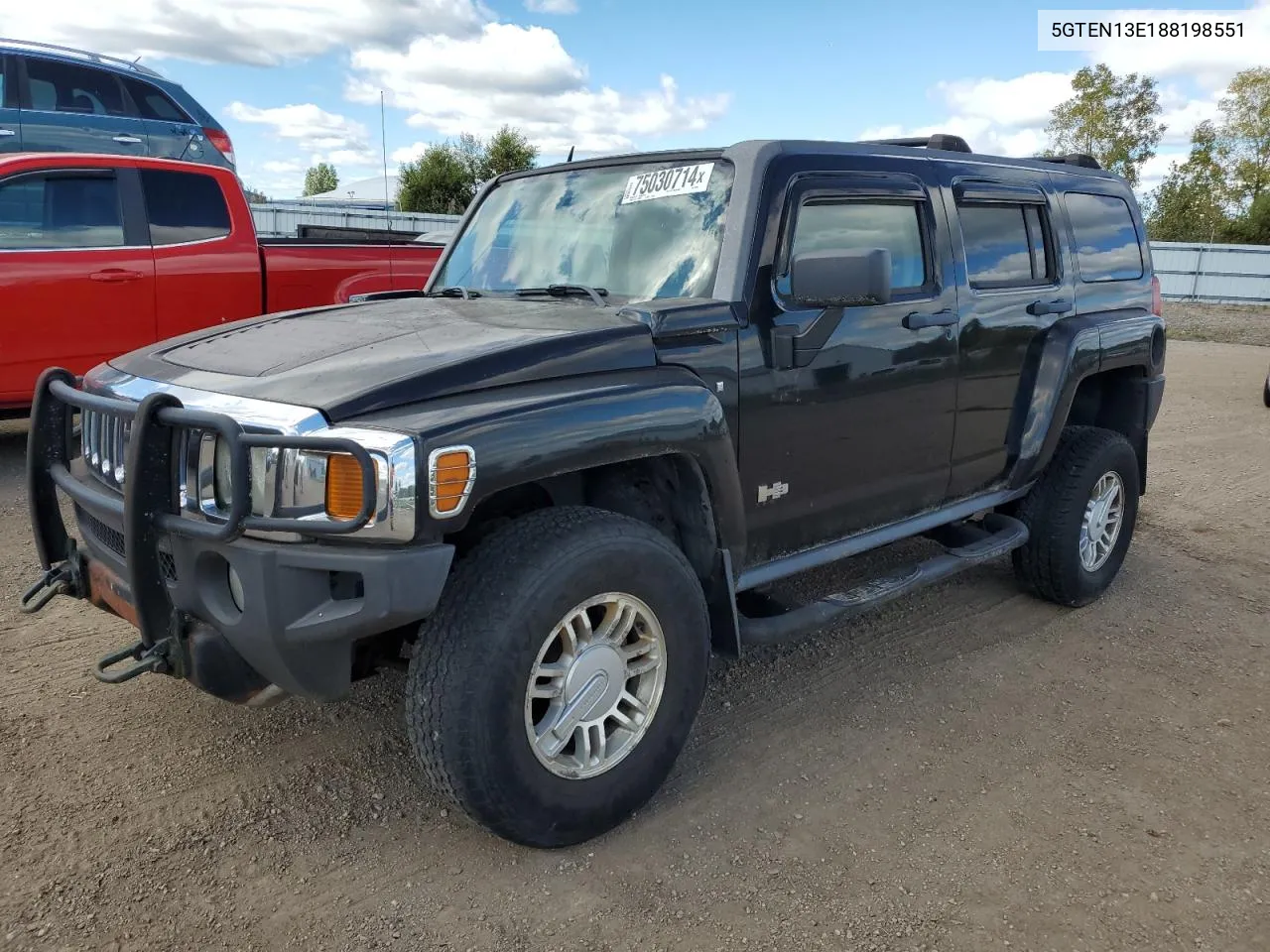 2008 Hummer H3 VIN: 5GTEN13E188198551 Lot: 75030714