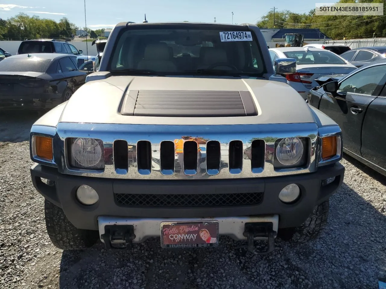 2008 Hummer H3 Luxury VIN: 5GTEN43E588185951 Lot: 80114714