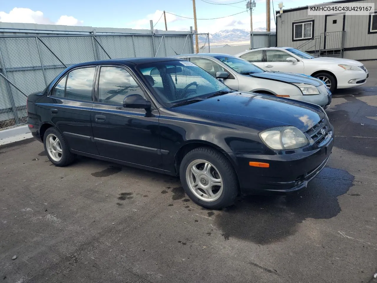 2003 Hyundai Accent Gl VIN: KMHCG45C43U429167 Lot: 79658124