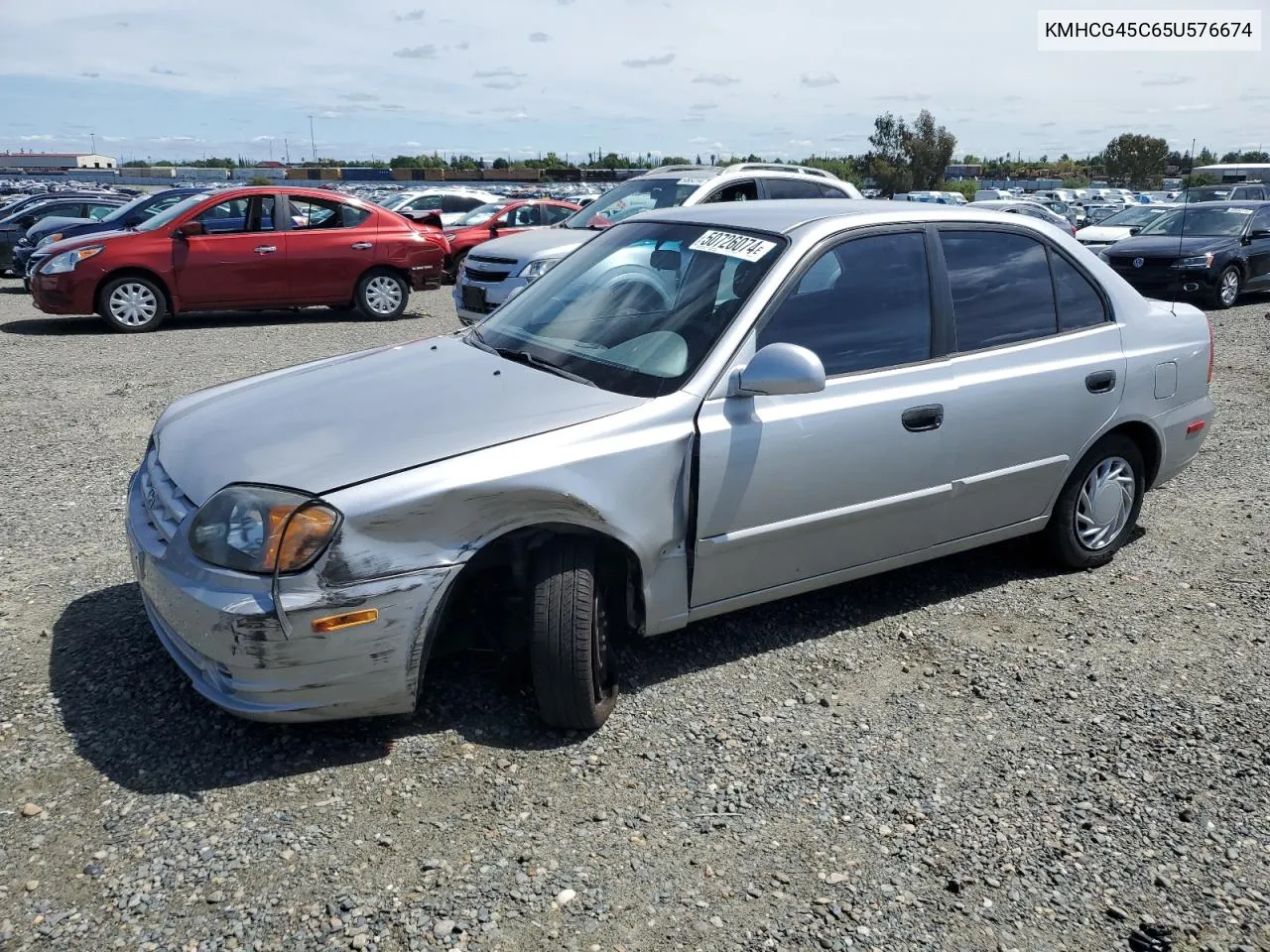 2005 Hyundai Accent Gl VIN: KMHCG45C65U576674 Lot: 50726074