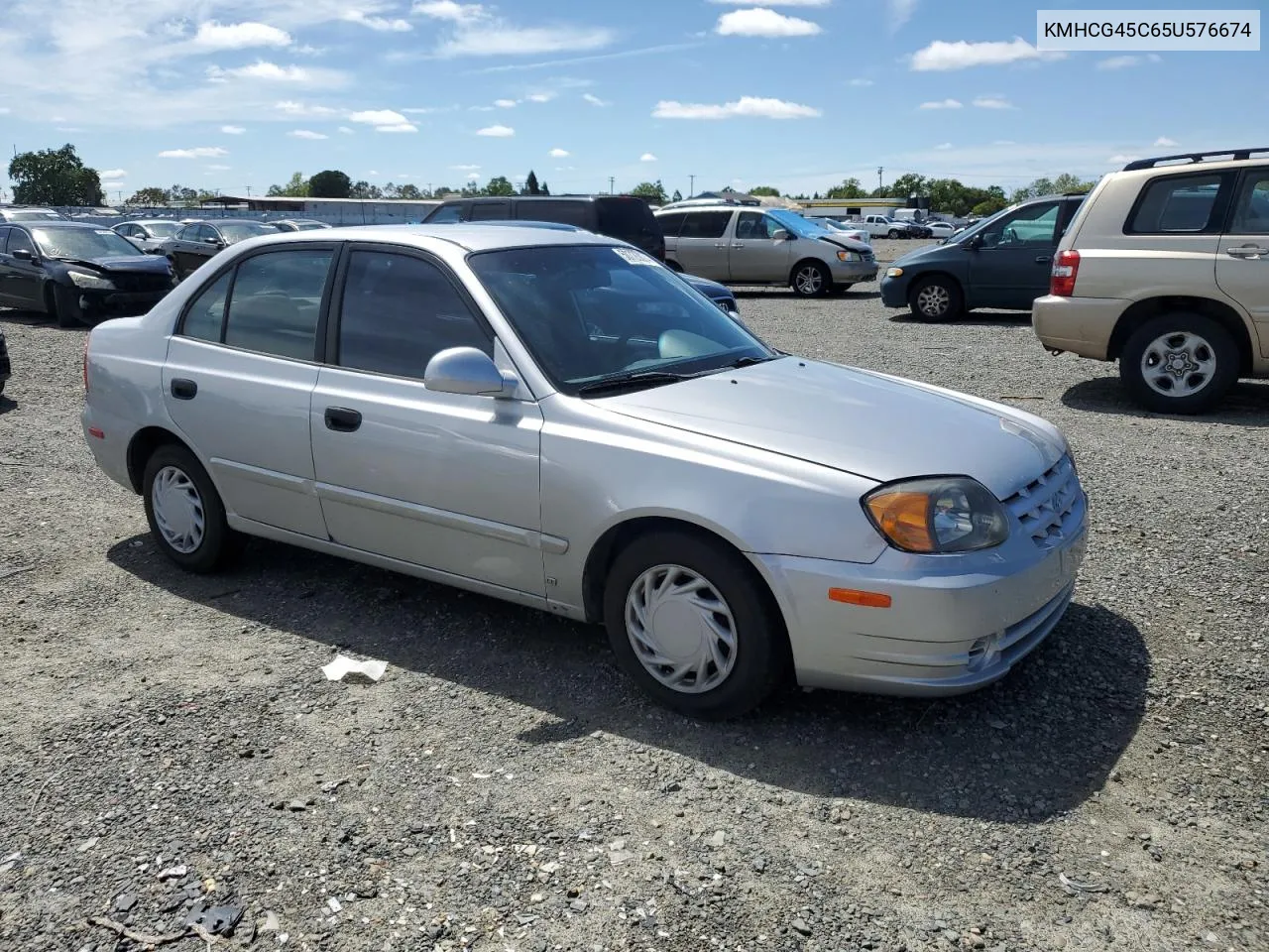 2005 Hyundai Accent Gl VIN: KMHCG45C65U576674 Lot: 50726074