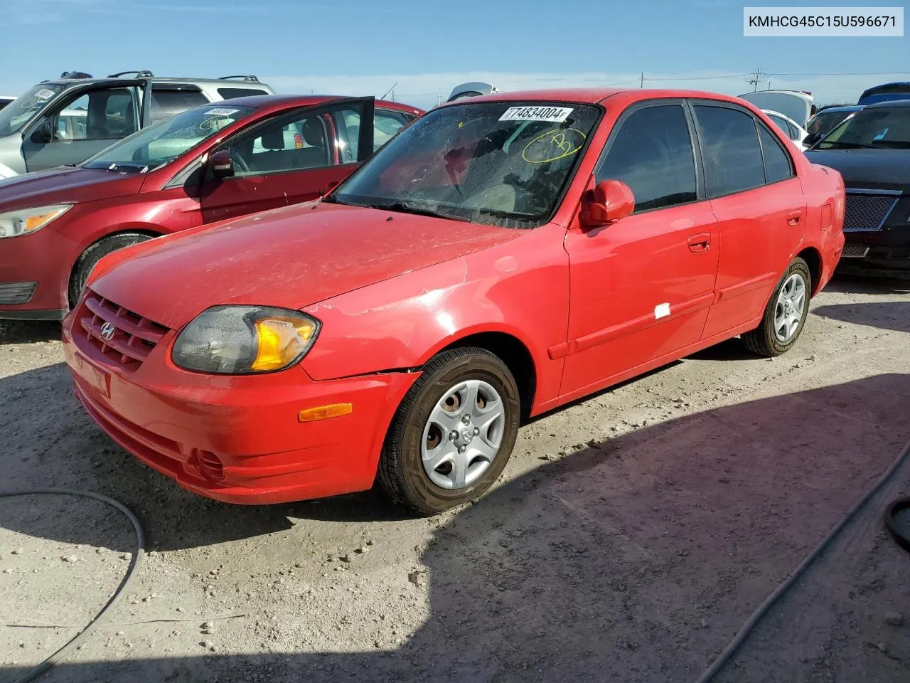 2005 Hyundai Accent Gl VIN: KMHCG45C15U596671 Lot: 74834004