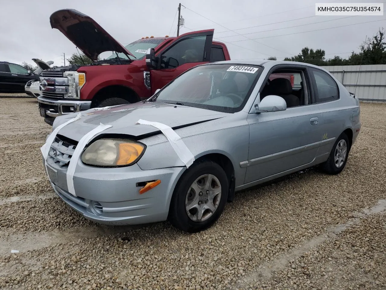 2005 Hyundai Accent Gs VIN: KMHCG35C75U354574 Lot: 74931444