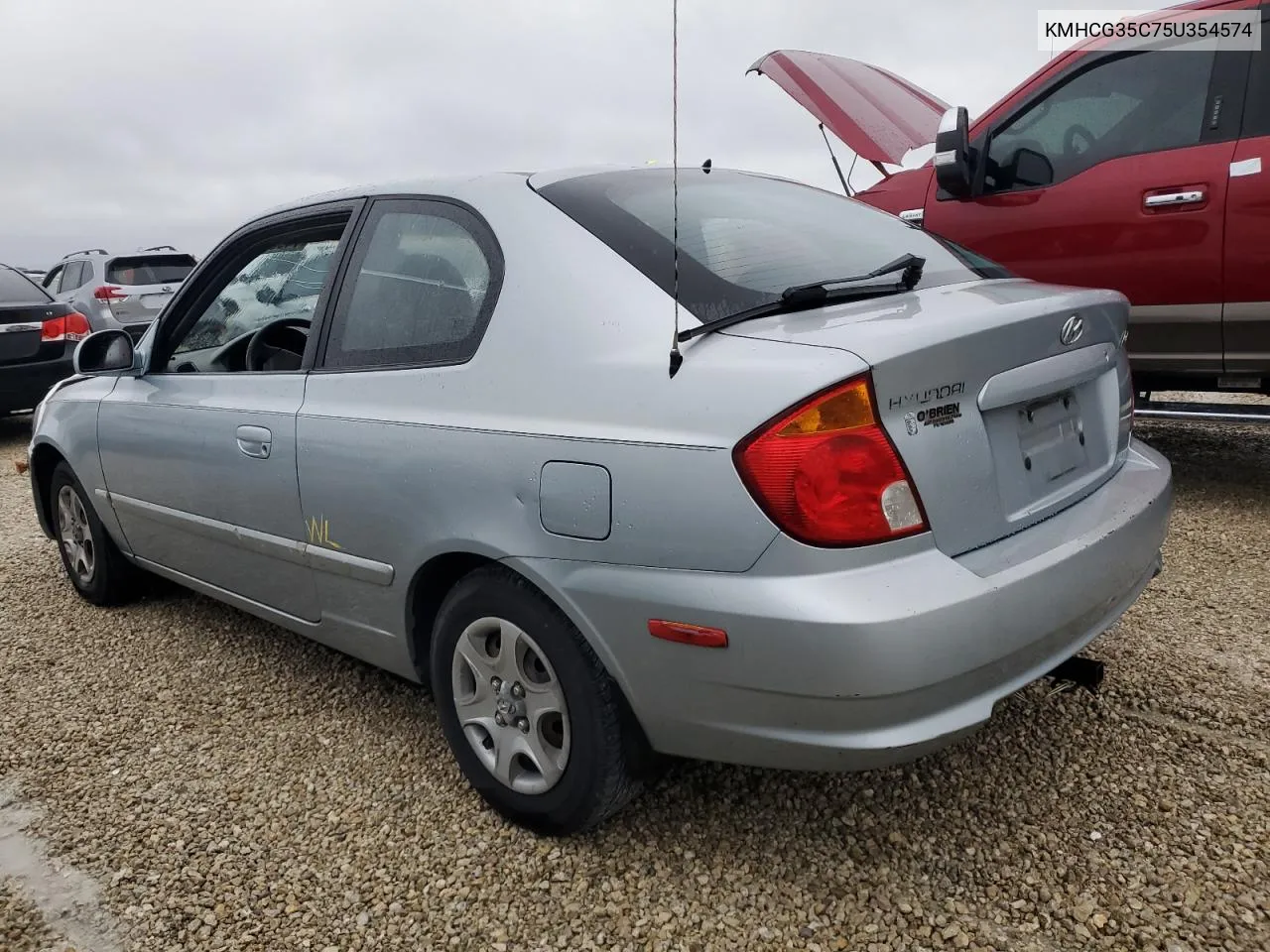 2005 Hyundai Accent Gs VIN: KMHCG35C75U354574 Lot: 74931444