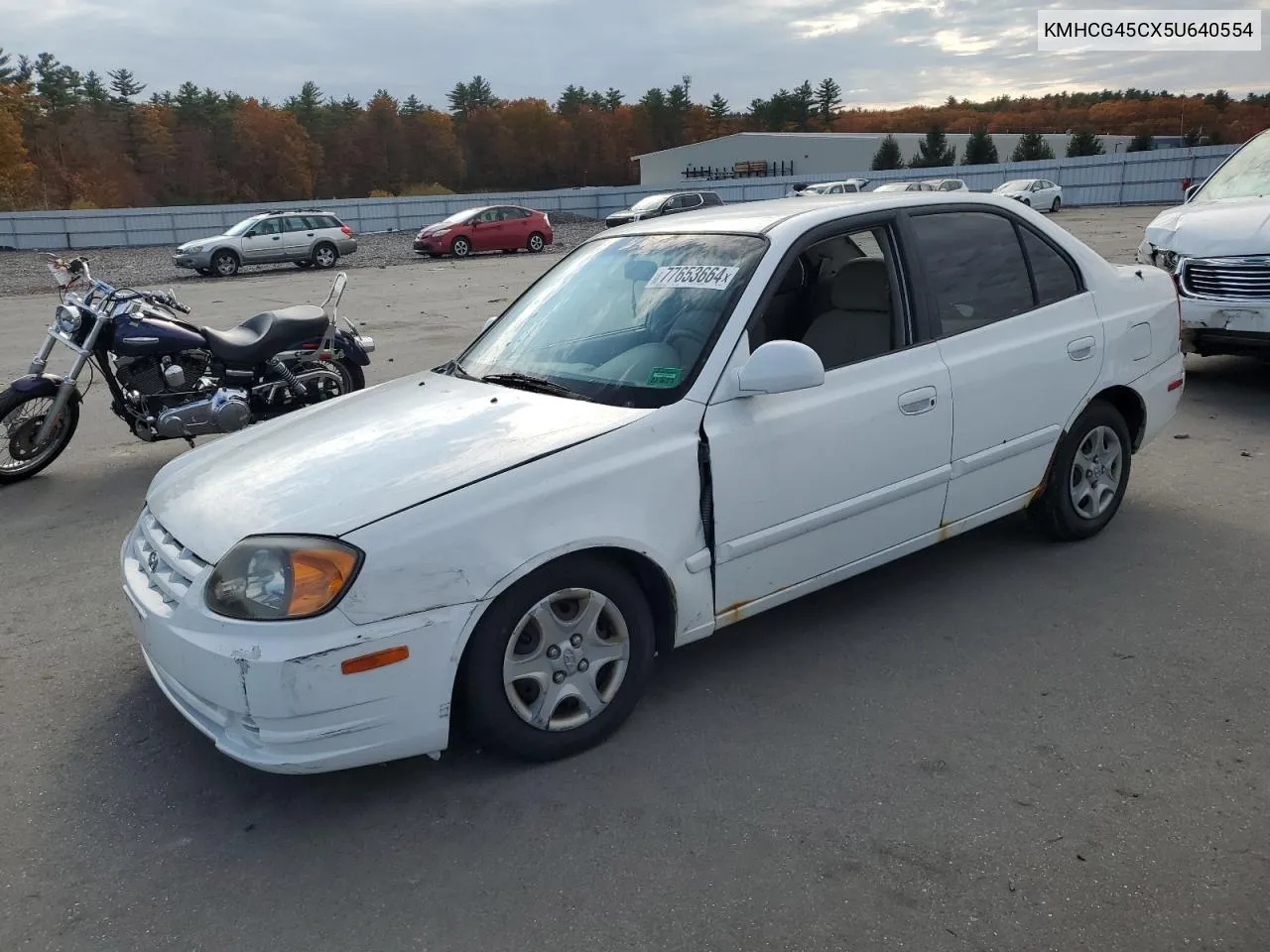 2005 Hyundai Accent Gl VIN: KMHCG45CX5U640554 Lot: 77653664