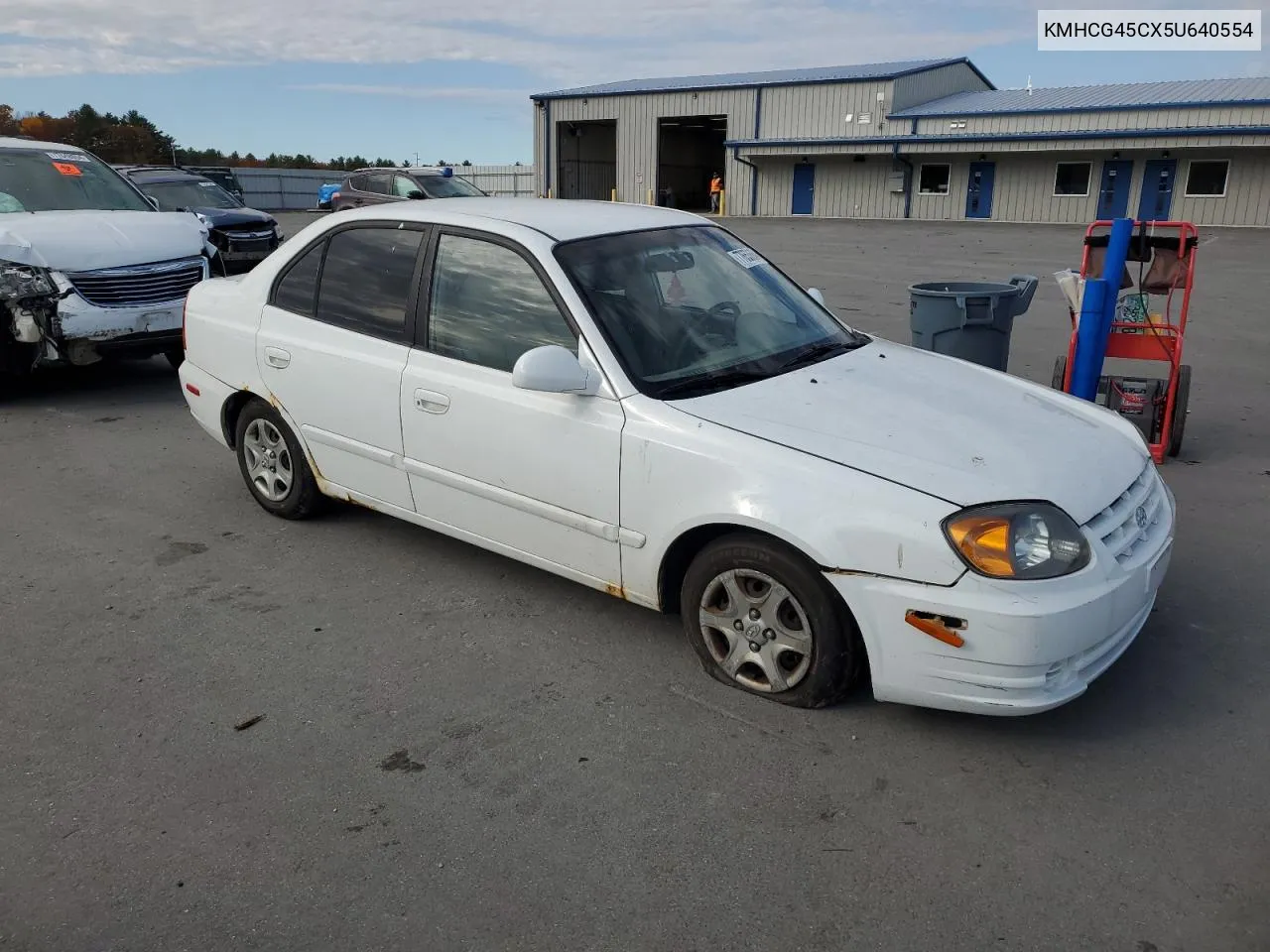 2005 Hyundai Accent Gl VIN: KMHCG45CX5U640554 Lot: 77653664