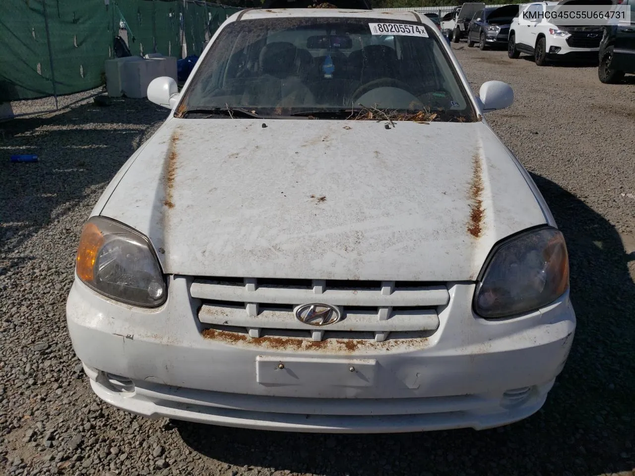 2005 Hyundai Accent Gl VIN: KMHCG45C55U664731 Lot: 80205574