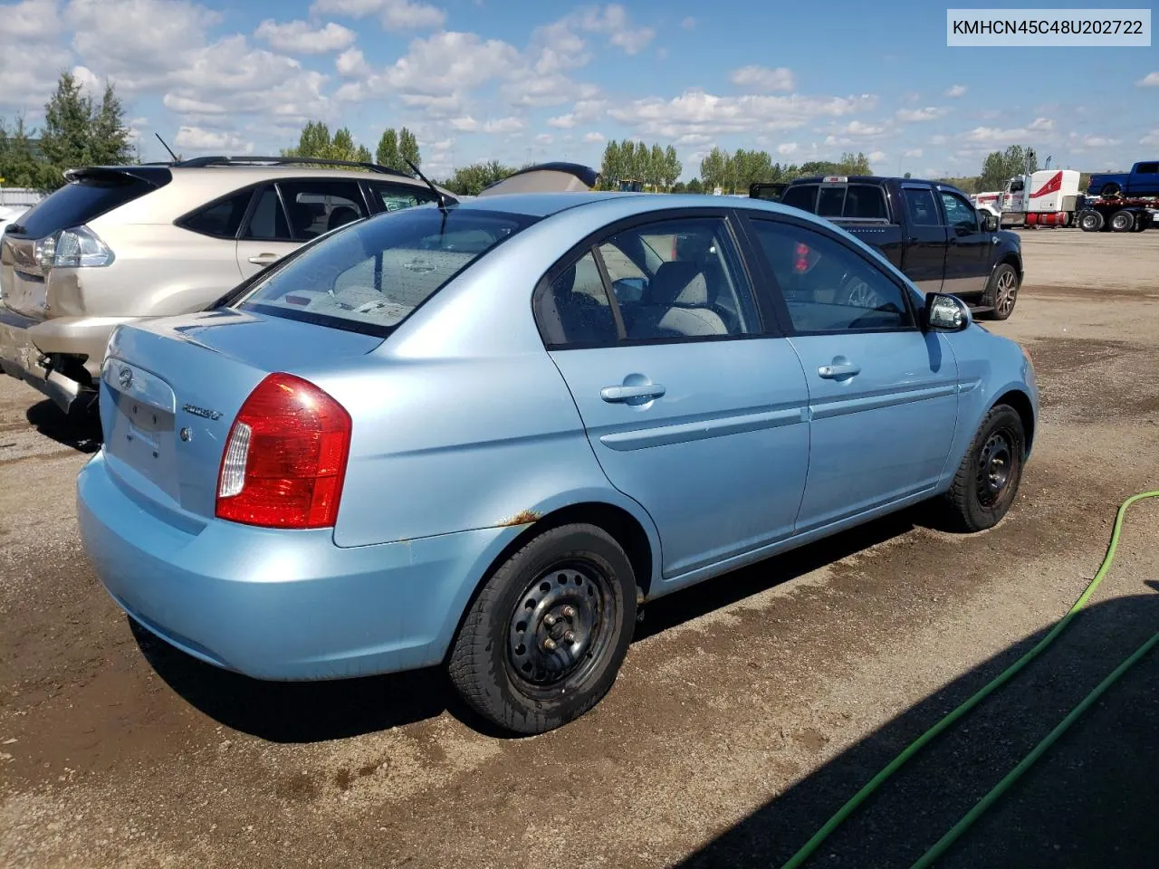 2008 Hyundai Accent Gls VIN: KMHCN45C48U202722 Lot: 70795824