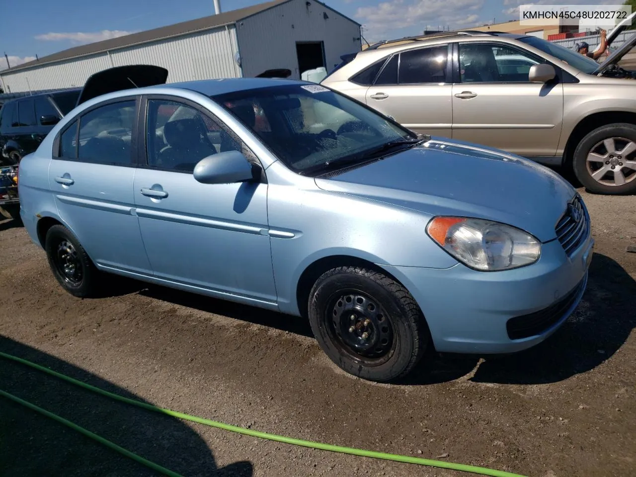 2008 Hyundai Accent Gls VIN: KMHCN45C48U202722 Lot: 70795824