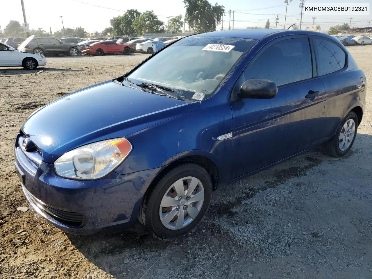 2011 Hyundai Accent Gl VIN: KMHCM3AC8BU192321 Lot: 74318224