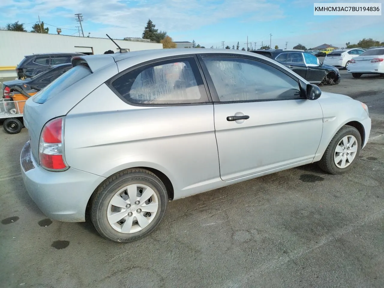 2011 Hyundai Accent Gl VIN: KMHCM3AC7BU194836 Lot: 77693294