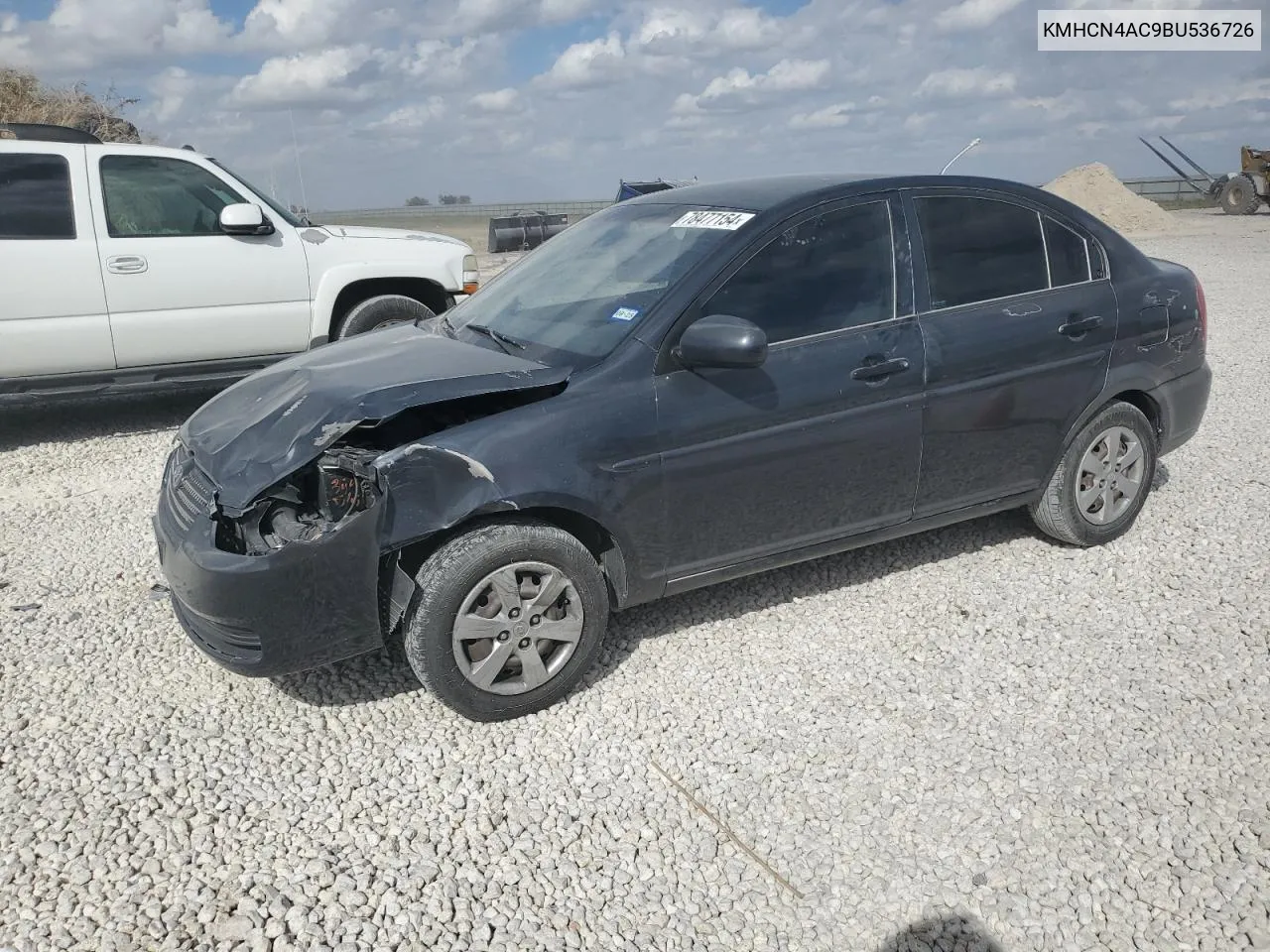 2011 Hyundai Accent Gls VIN: KMHCN4AC9BU536726 Lot: 78477154