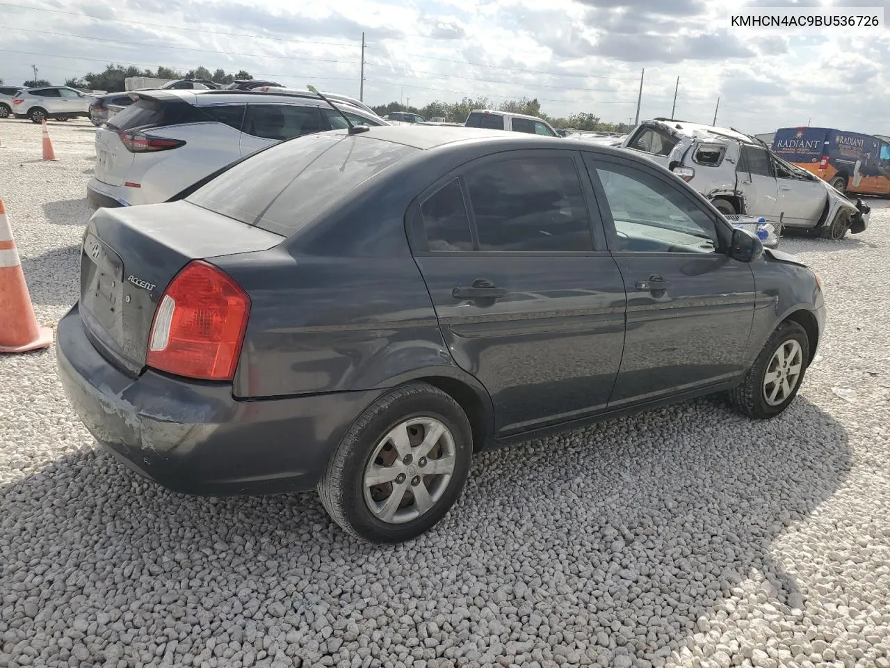 2011 Hyundai Accent Gls VIN: KMHCN4AC9BU536726 Lot: 78477154