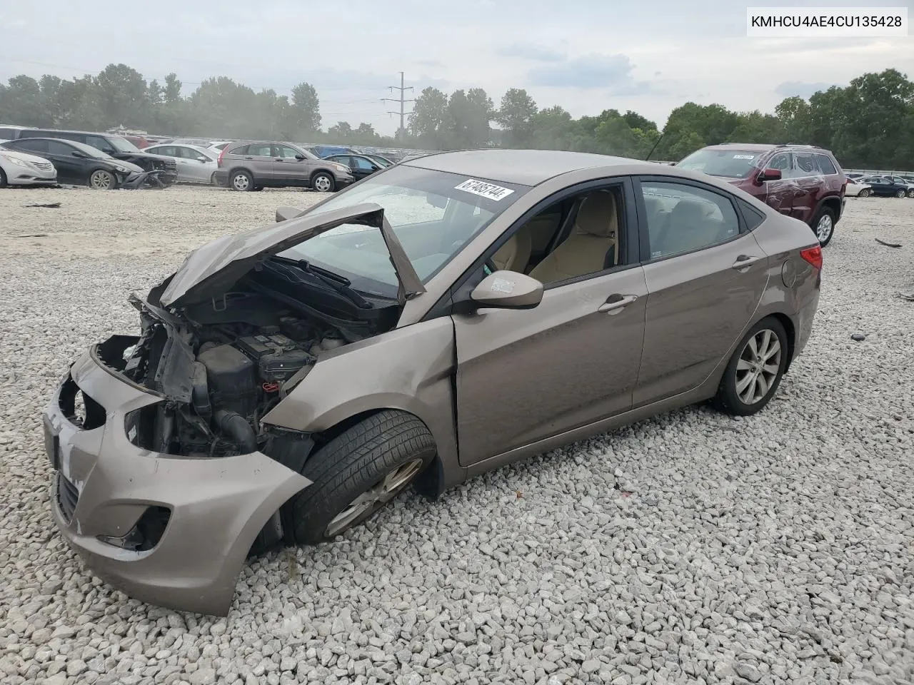 2012 Hyundai Accent Gls VIN: KMHCU4AE4CU135428 Lot: 67485744