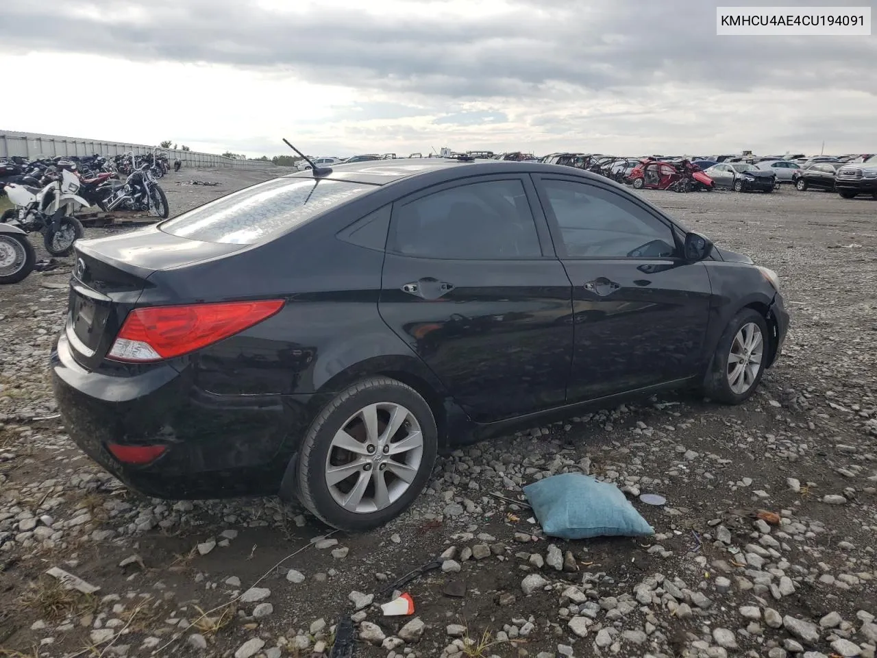 2012 Hyundai Accent Gls VIN: KMHCU4AE4CU194091 Lot: 71436734