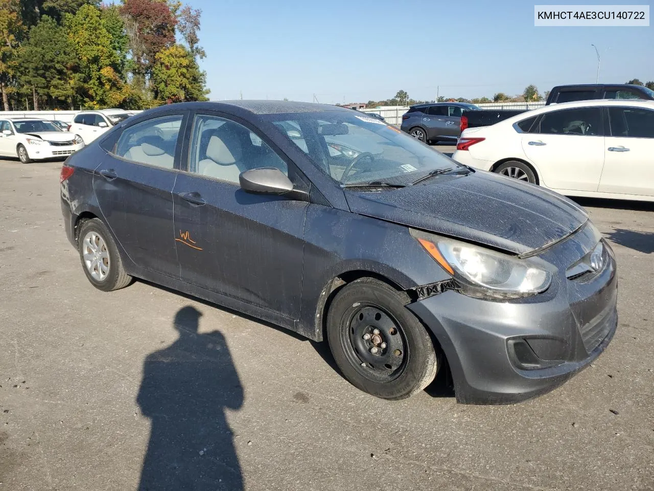 2012 Hyundai Accent Gls VIN: KMHCT4AE3CU140722 Lot: 75900104