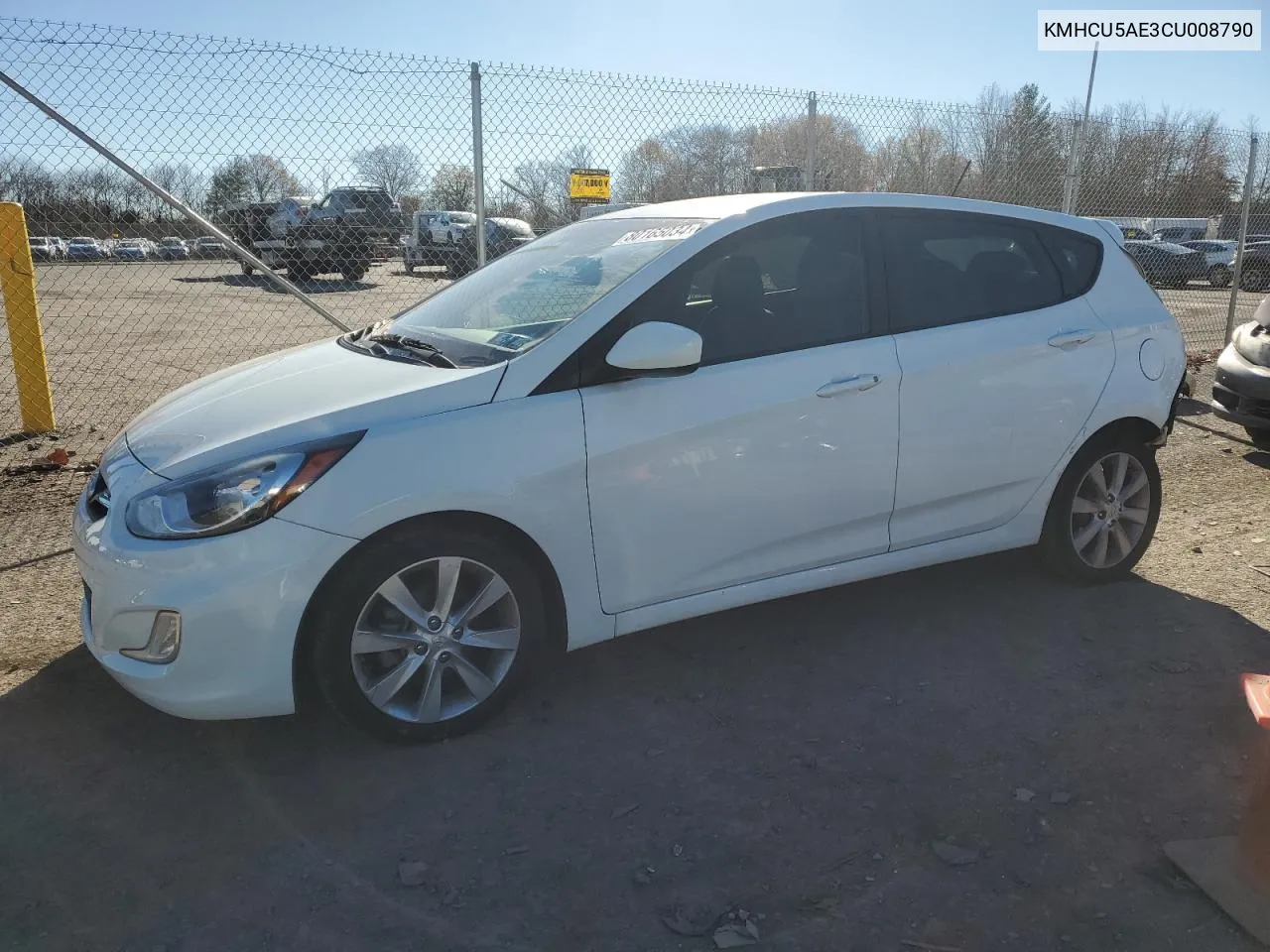 2012 Hyundai Accent Gls VIN: KMHCU5AE3CU008790 Lot: 80165034