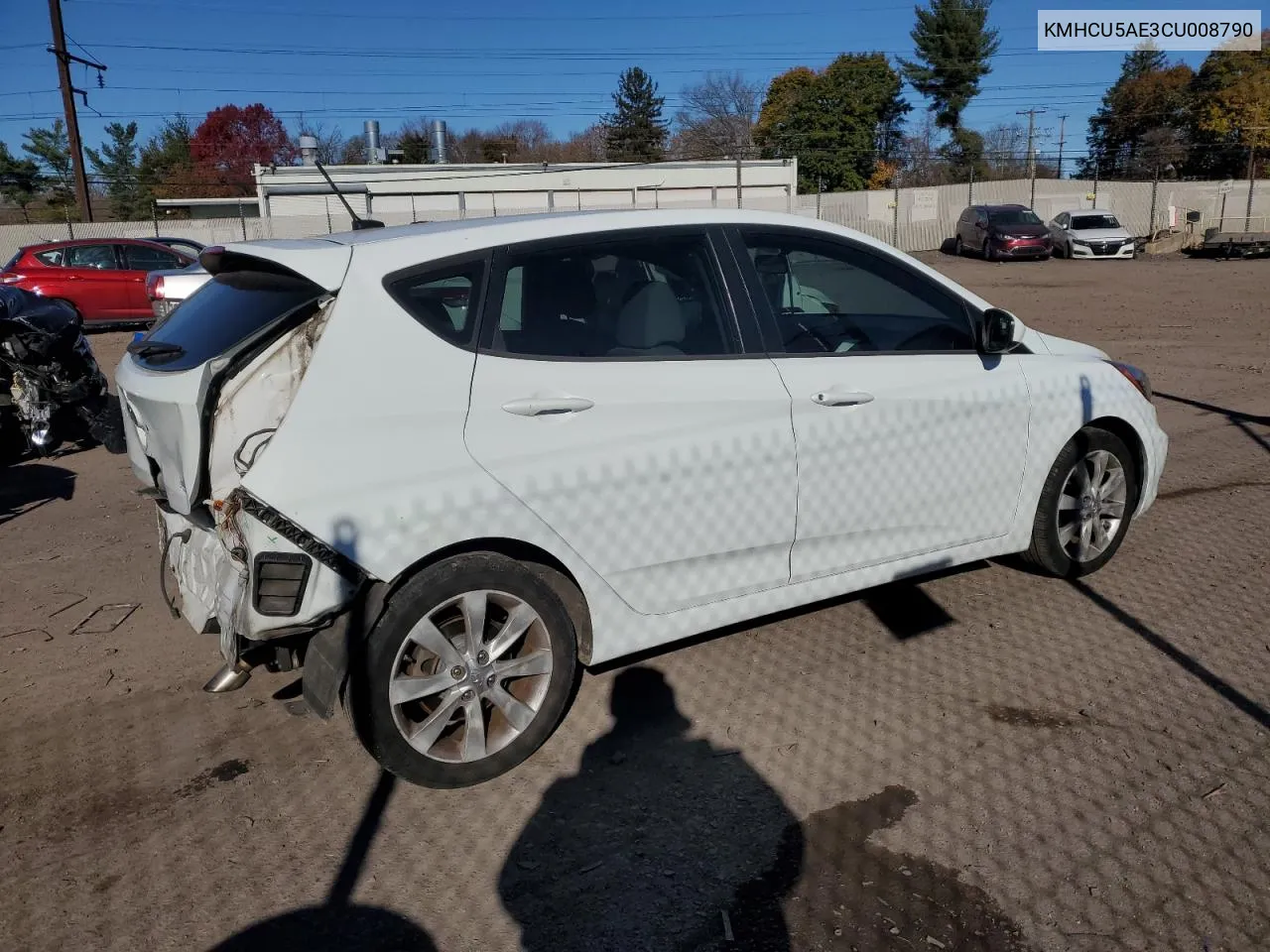 2012 Hyundai Accent Gls VIN: KMHCU5AE3CU008790 Lot: 80165034