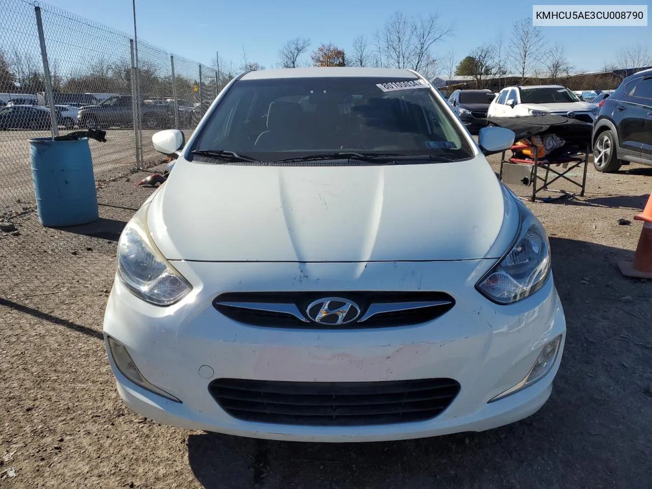 2012 Hyundai Accent Gls VIN: KMHCU5AE3CU008790 Lot: 80165034