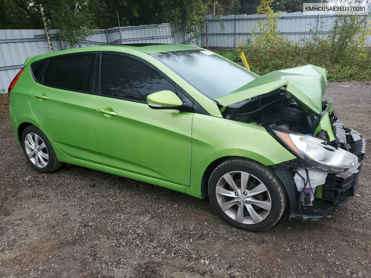 2014 Hyundai Accent Gls VIN: KMHCU5AE3EU170051 Lot: 71947814