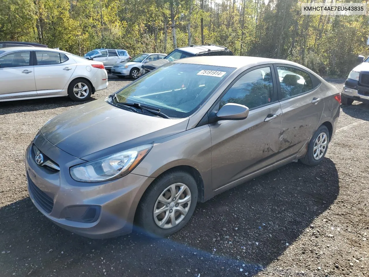 2014 Hyundai Accent Gls VIN: KMHCT4AE7EU643835 Lot: 75191914