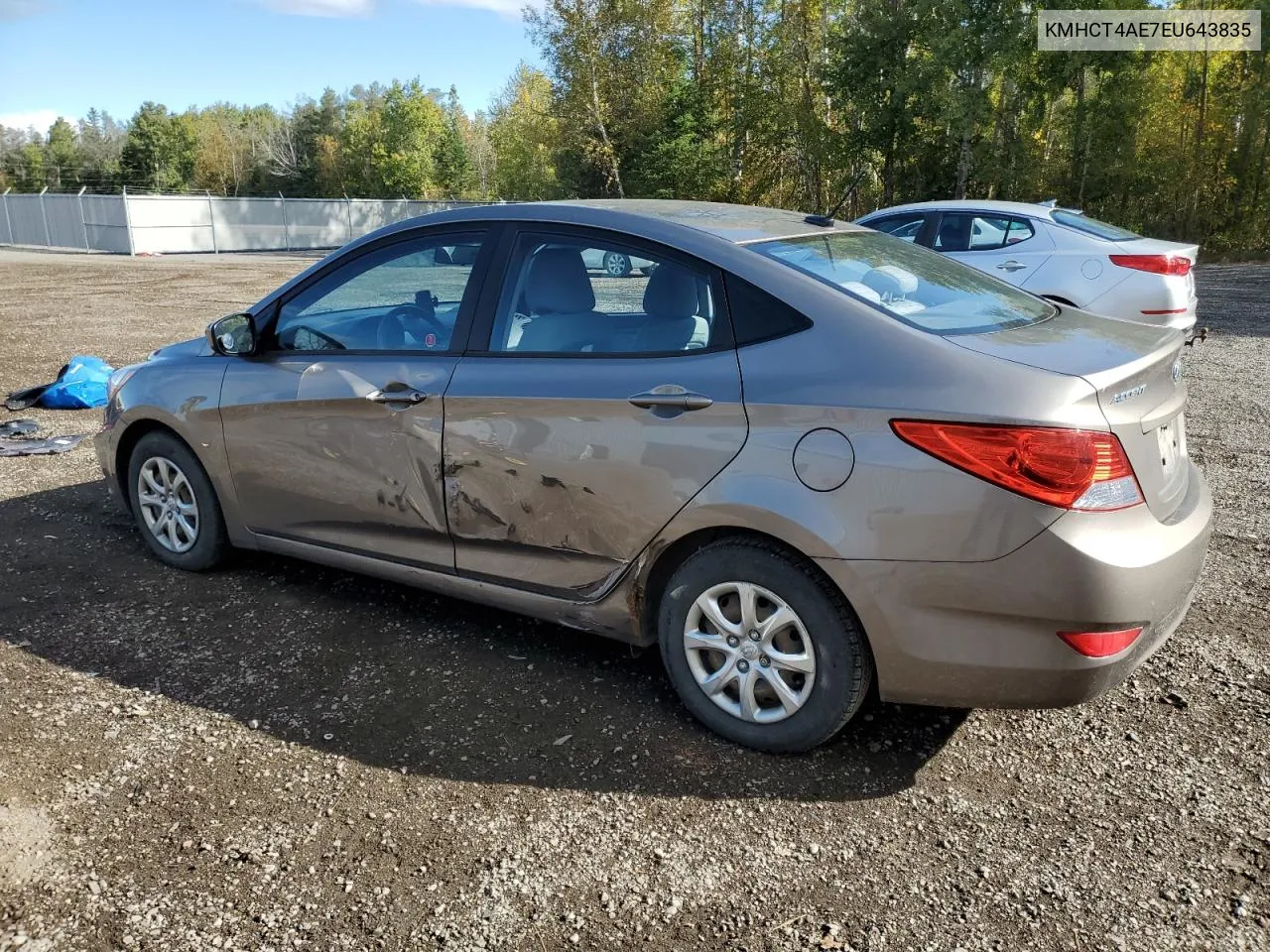 2014 Hyundai Accent Gls VIN: KMHCT4AE7EU643835 Lot: 75191914