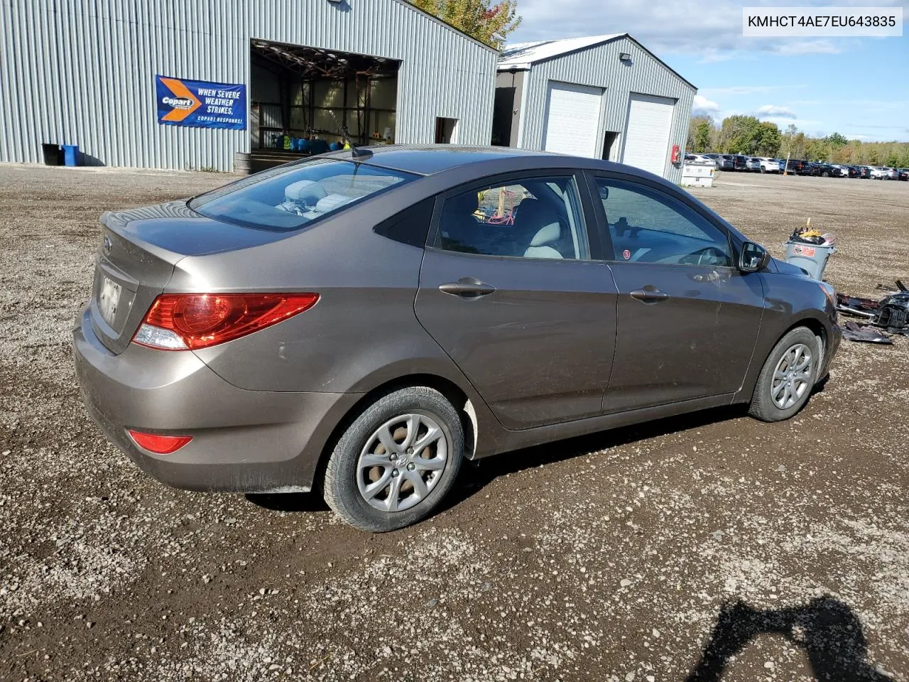 2014 Hyundai Accent Gls VIN: KMHCT4AE7EU643835 Lot: 75191914