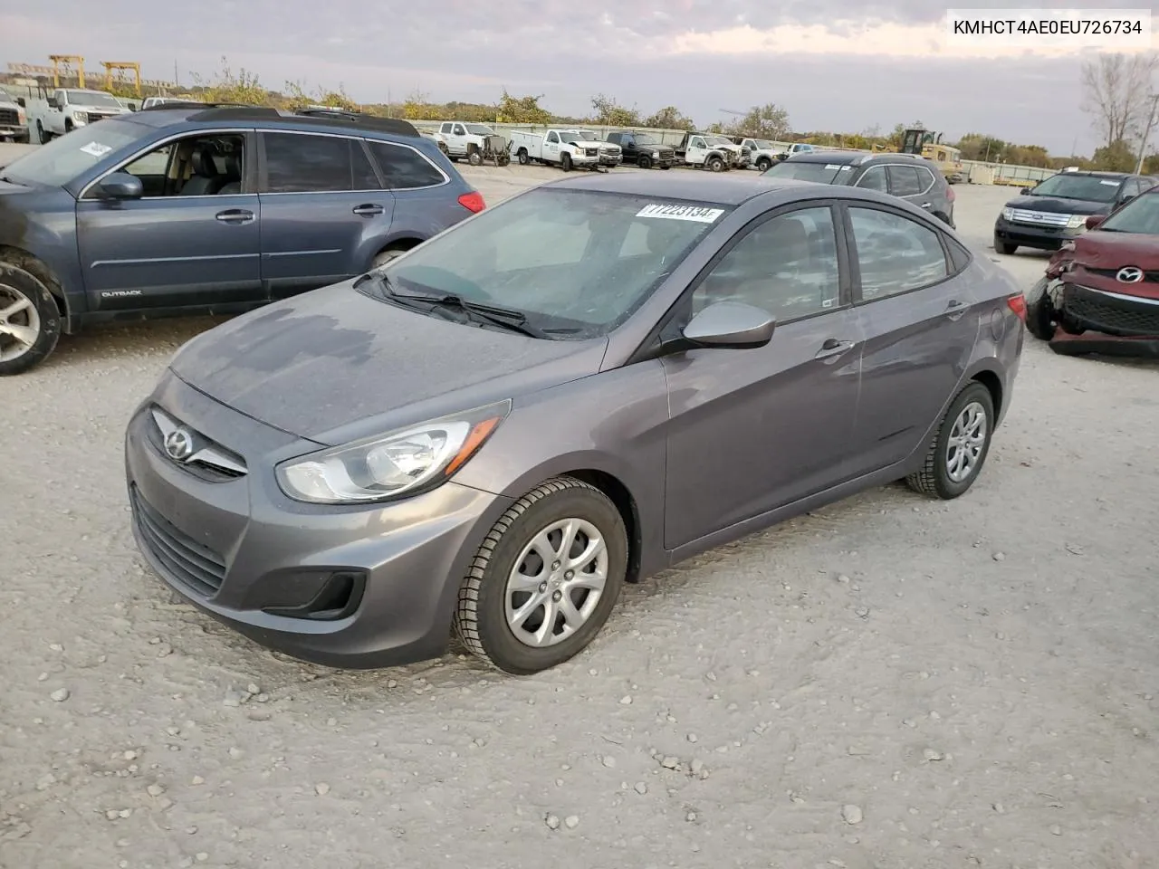 2014 Hyundai Accent Gls VIN: KMHCT4AE0EU726734 Lot: 77223134