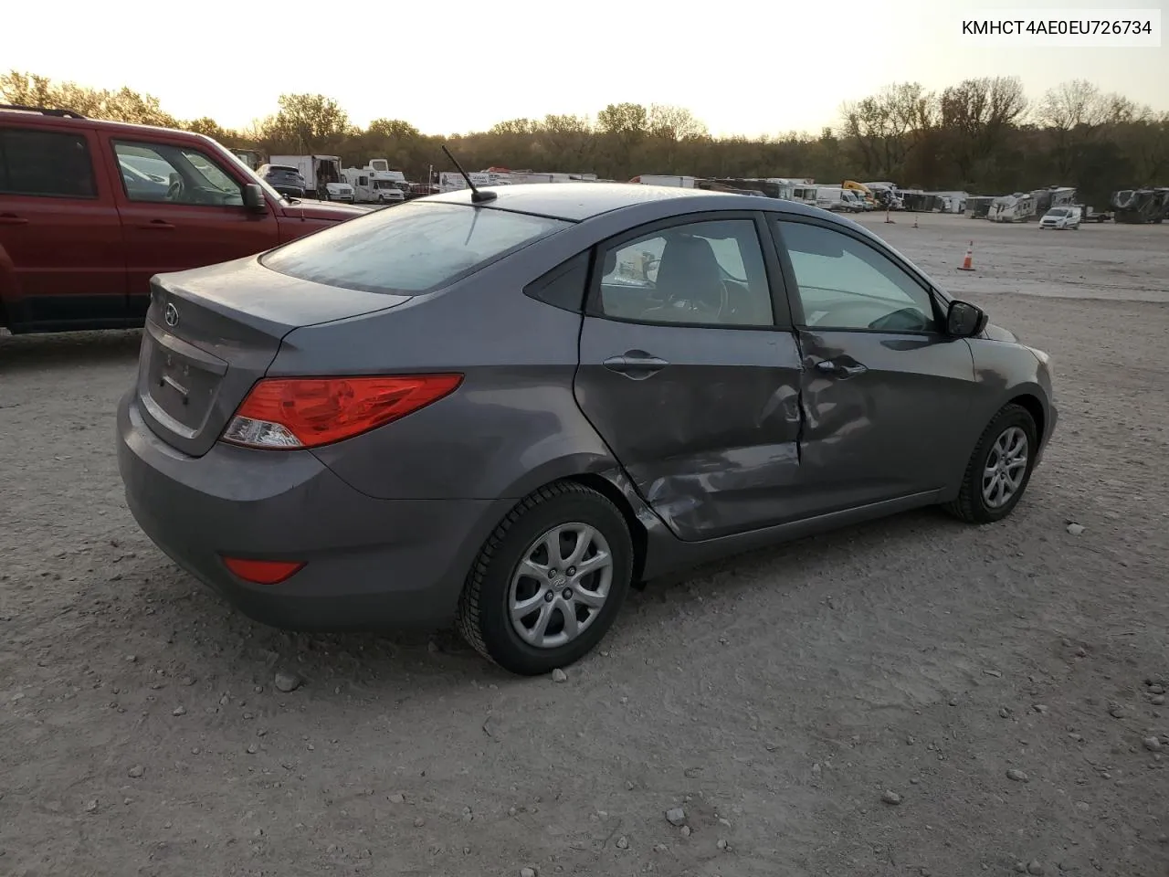 2014 Hyundai Accent Gls VIN: KMHCT4AE0EU726734 Lot: 77223134