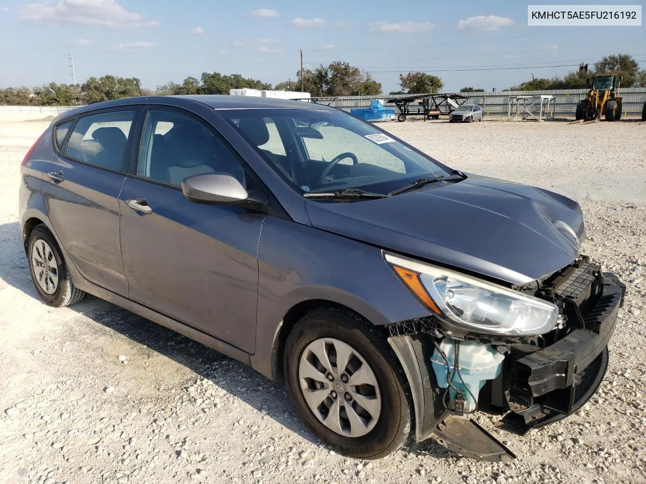 2015 Hyundai Accent Gs VIN: KMHCT5AE5FU216192 Lot: 80293594