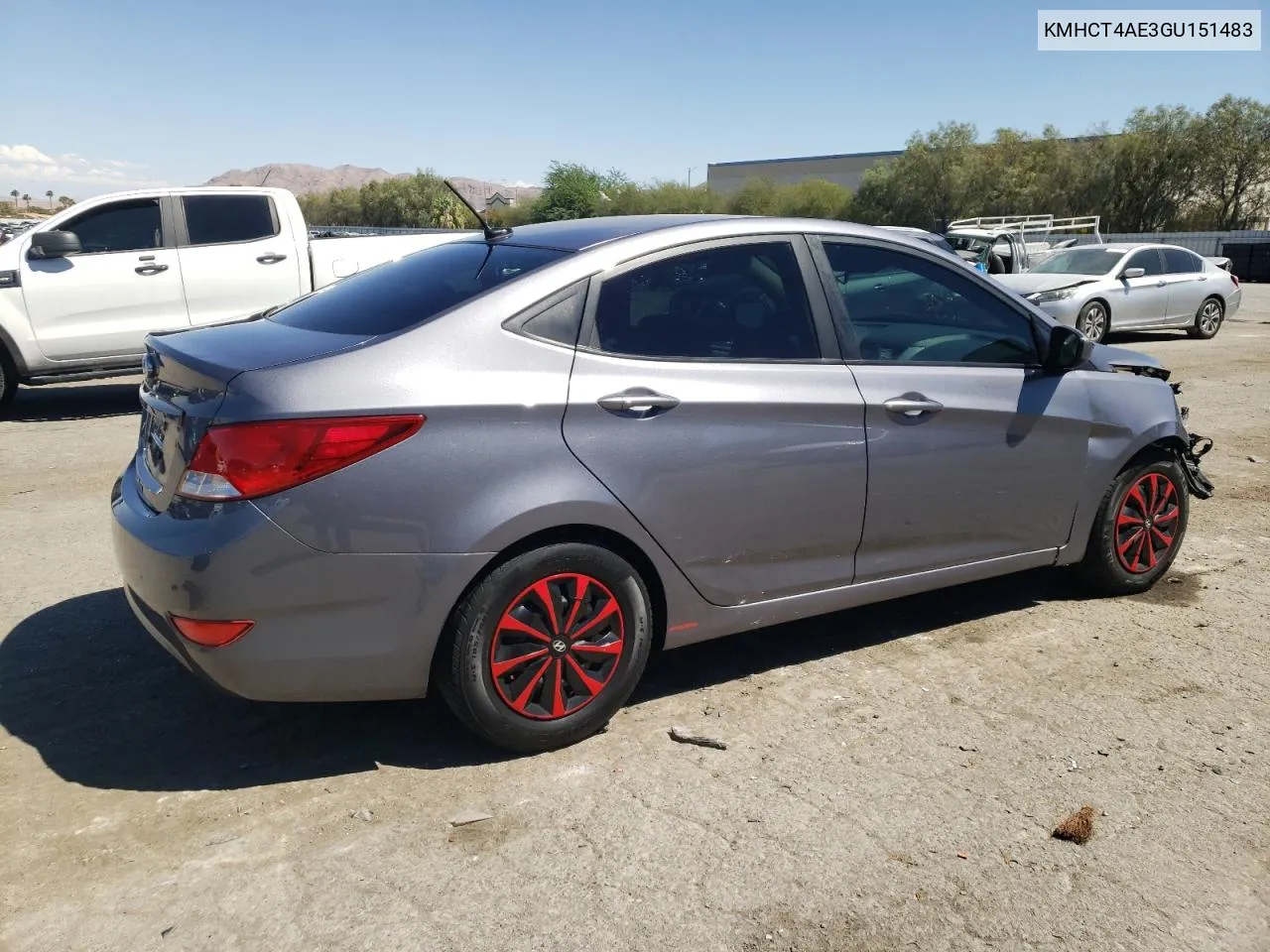 2016 Hyundai Accent Se VIN: KMHCT4AE3GU151483 Lot: 68900044