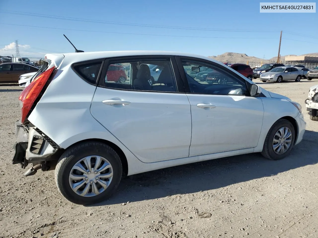 2016 Hyundai Accent Se VIN: KMHCT5AE4GU274831 Lot: 69417304