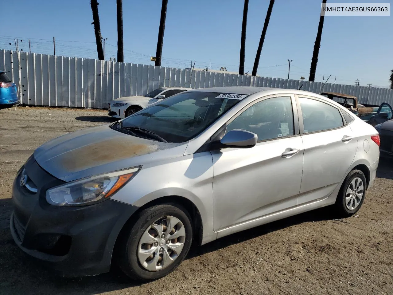 2016 Hyundai Accent Se VIN: KMHCT4AE3GU966363 Lot: 70742354