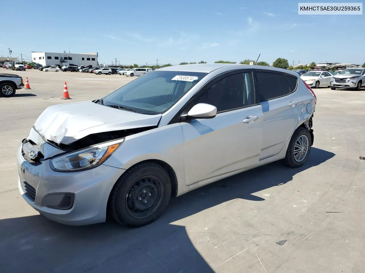 2016 Hyundai Accent Se VIN: KMHCT5AE3GU259365 Lot: 72630674